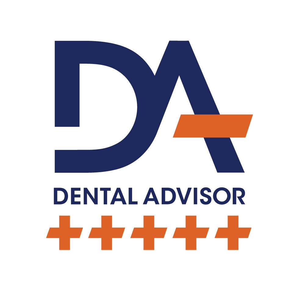 Image of Dental Advisor logo and 5 + rating